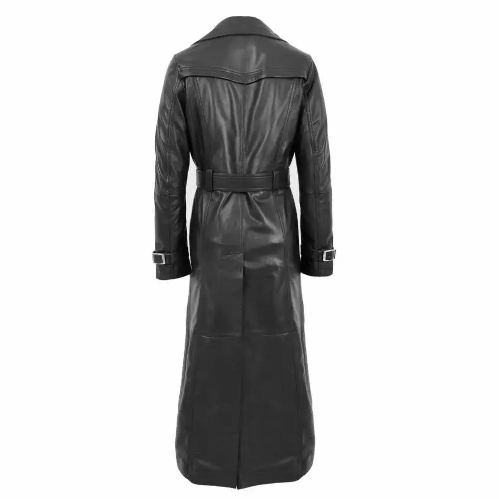 Women’s Double Breasted Leather Trench Coat