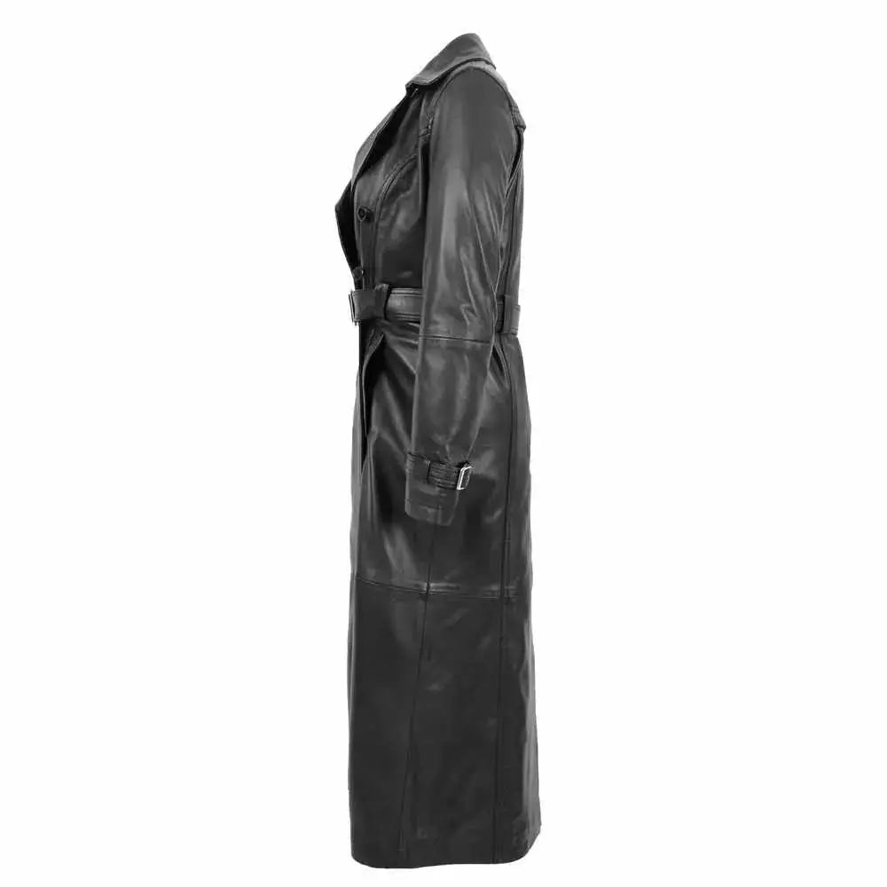 Women’s Double Breasted Leather Trench Coat