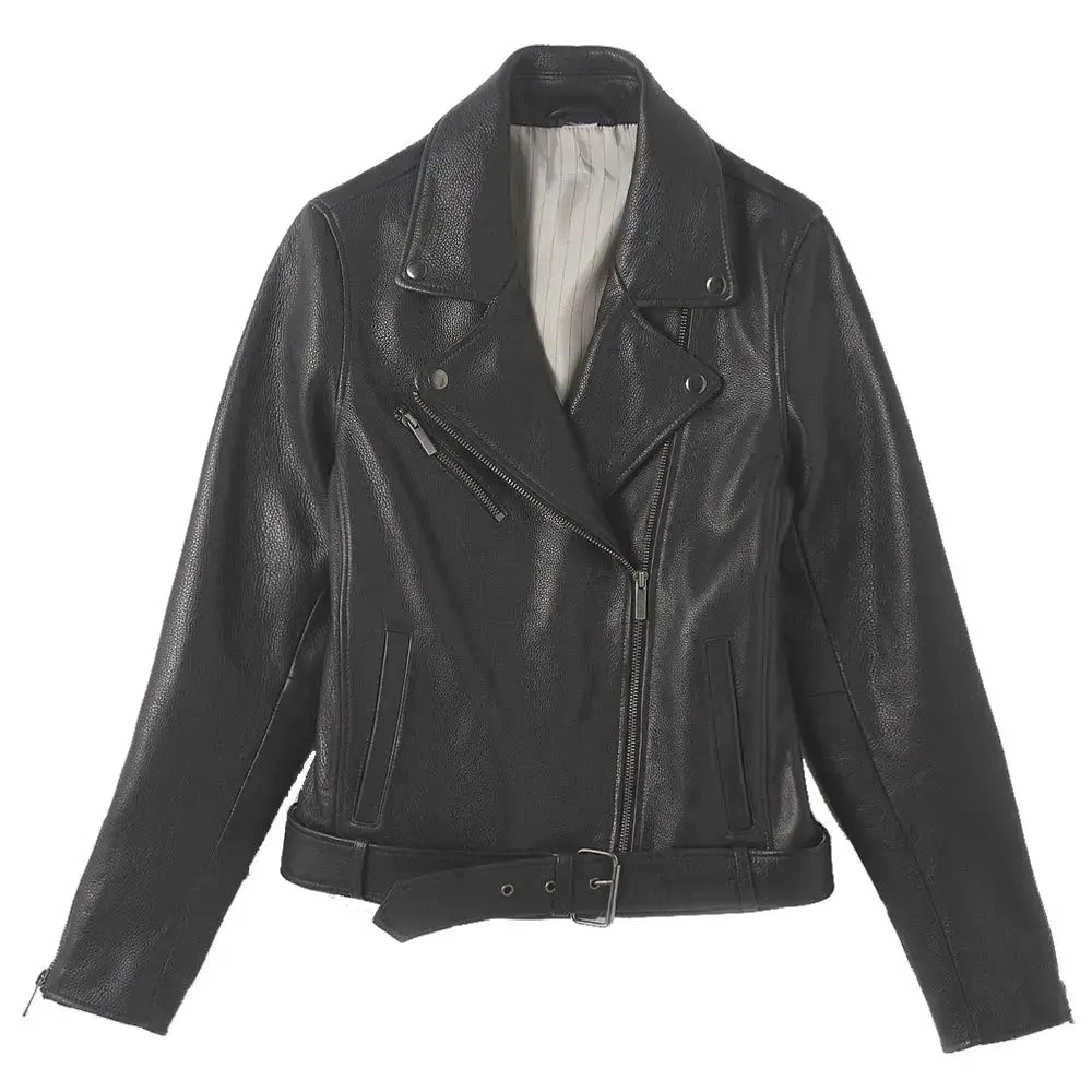 Women’s Black Leather Biker Jacket