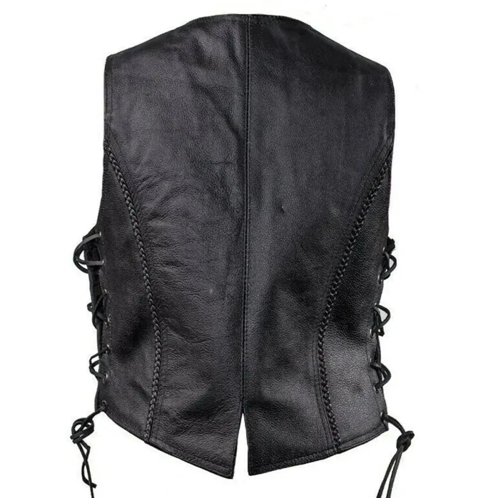 Women’s Motorcycle Leather Vest – Native American Style