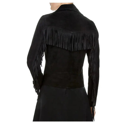 Women’s Suede Leather Fringe Biker Jacket