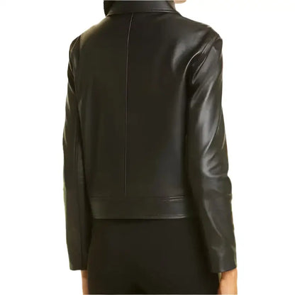 Women’s Black Motorcycle Jacket - Leather Style