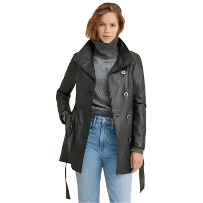 Women’s Black Leather Coat