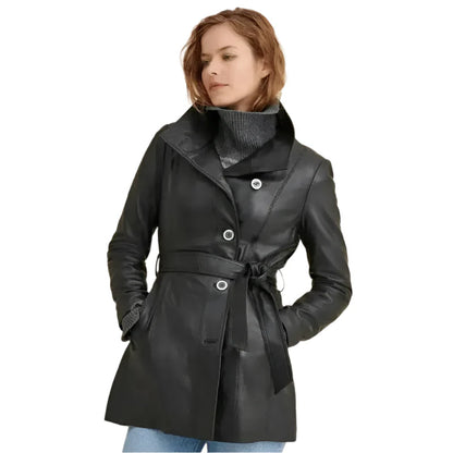 Women’s Black Leather Coat
