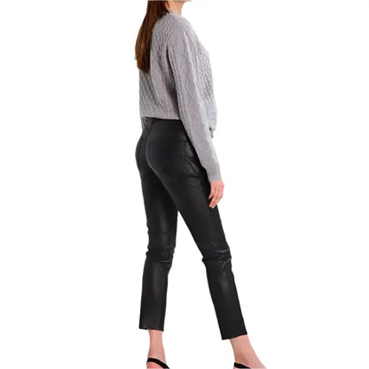 Women’s Black Leather Skinny Jeans Leather Pants
