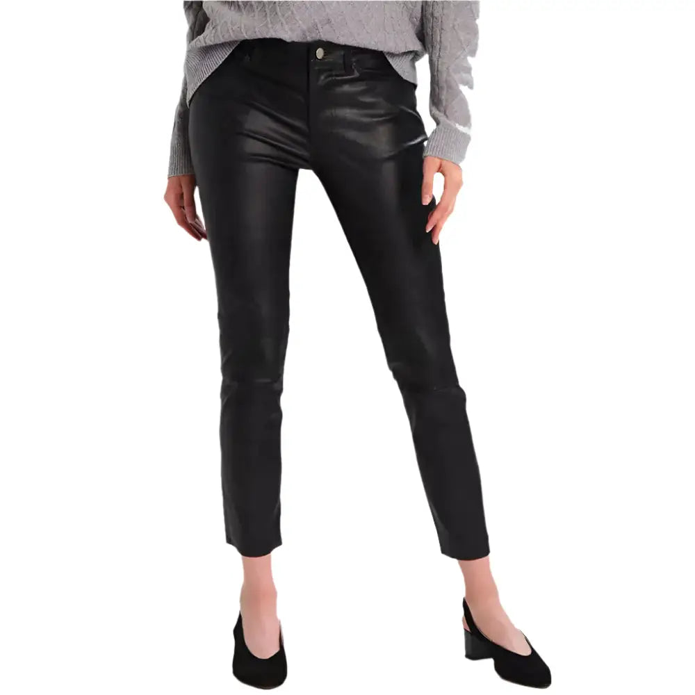 Women’s Black Leather Skinny Jeans Leather Pants