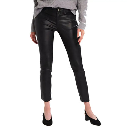 Women’s Black Leather Skinny Jeans Leather Pants