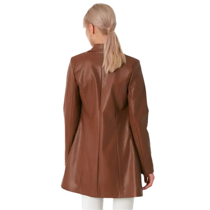 Women’s Brown Leather Long Coat