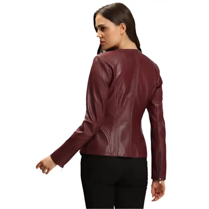 Women’s Dark Brown Leather Jacket with Blazer Cut