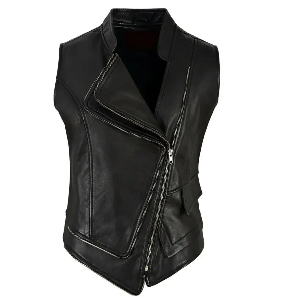 Women’s Double-Breasted Punk Motorcycle Leather Waistcoat Vest