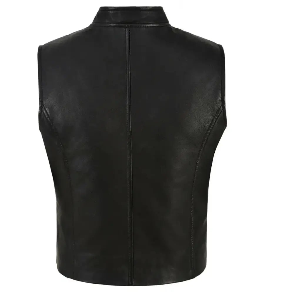 Women’s Double-Breasted Punk Motorcycle Leather Waistcoat Vest