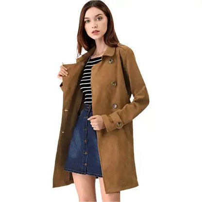 Women’s Suede Double Breasted Trench Coat
