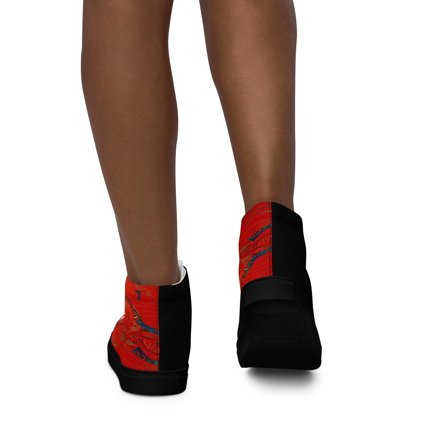 Half Black Half Hónghǎi - Womens High-Top Canvas Shoes