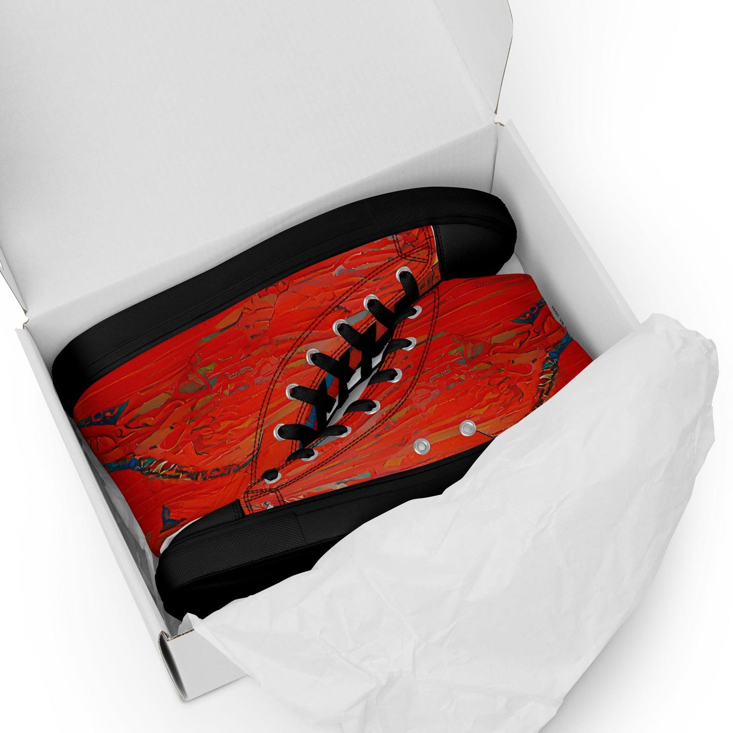 Half Black Half Hónghǎi - Womens High-Top Canvas Shoes