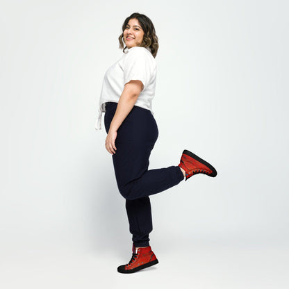 Half Black Half Hónghǎi - Womens High-Top Canvas Shoes