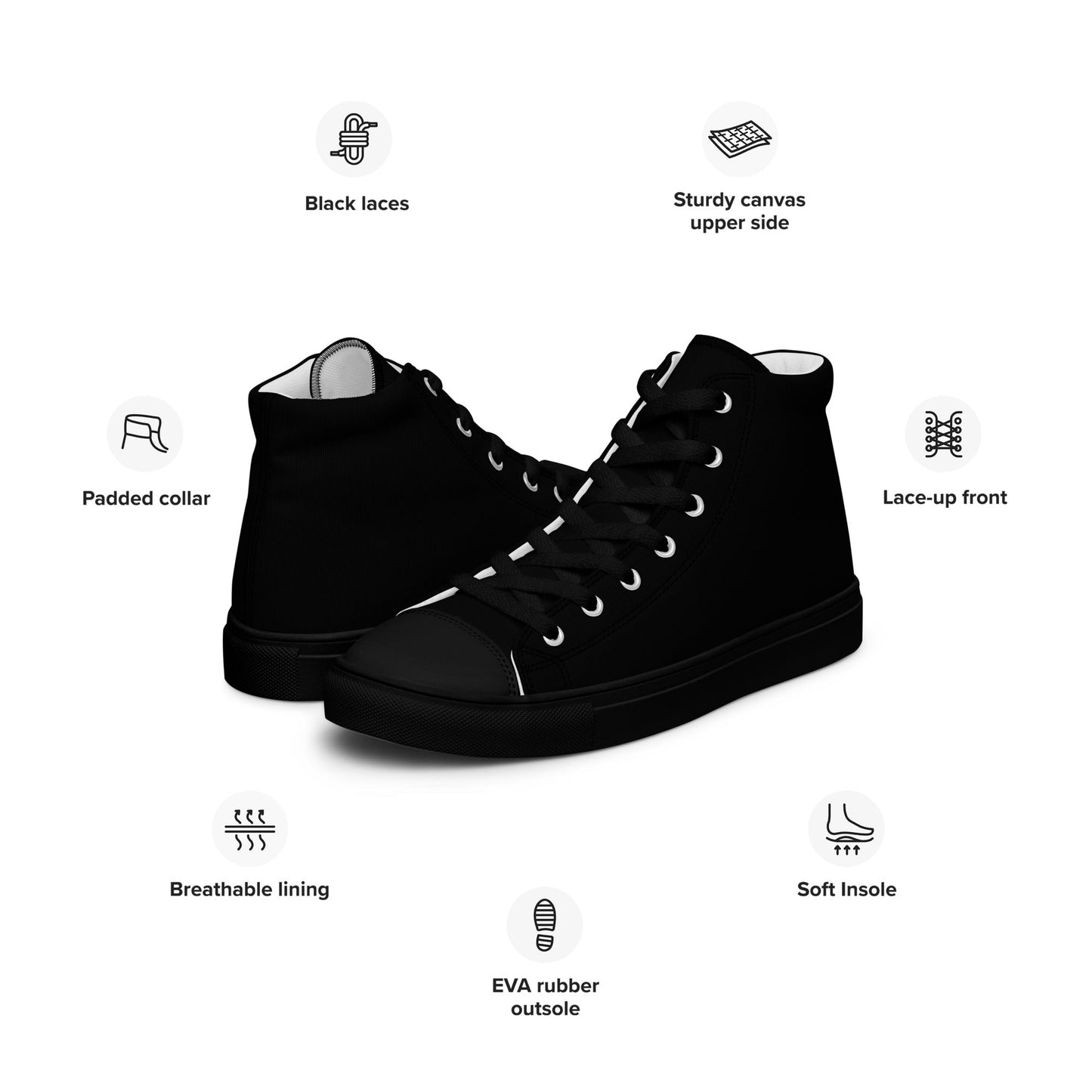 iSAW Womens Black High-Top Canvas Shoes
