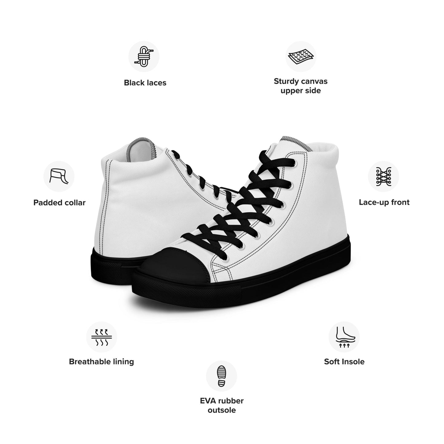 iSAW Womens White High-Top Canvas Shoes