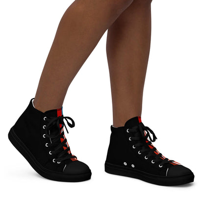 Half Black Half Hónghǎi - Womens High-Top Canvas Shoes