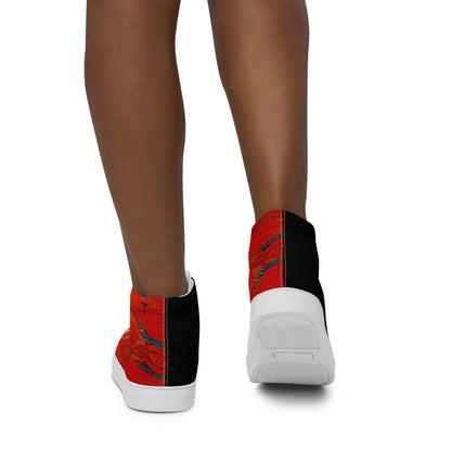 Half Black Half Hónghǎi - Womens High-Top Canvas Shoes