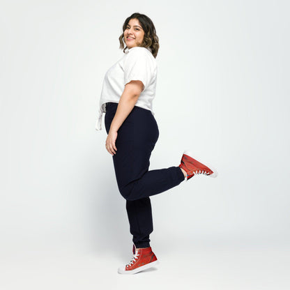 Half Black Half Hónghǎi - Womens High-Top Canvas Shoes