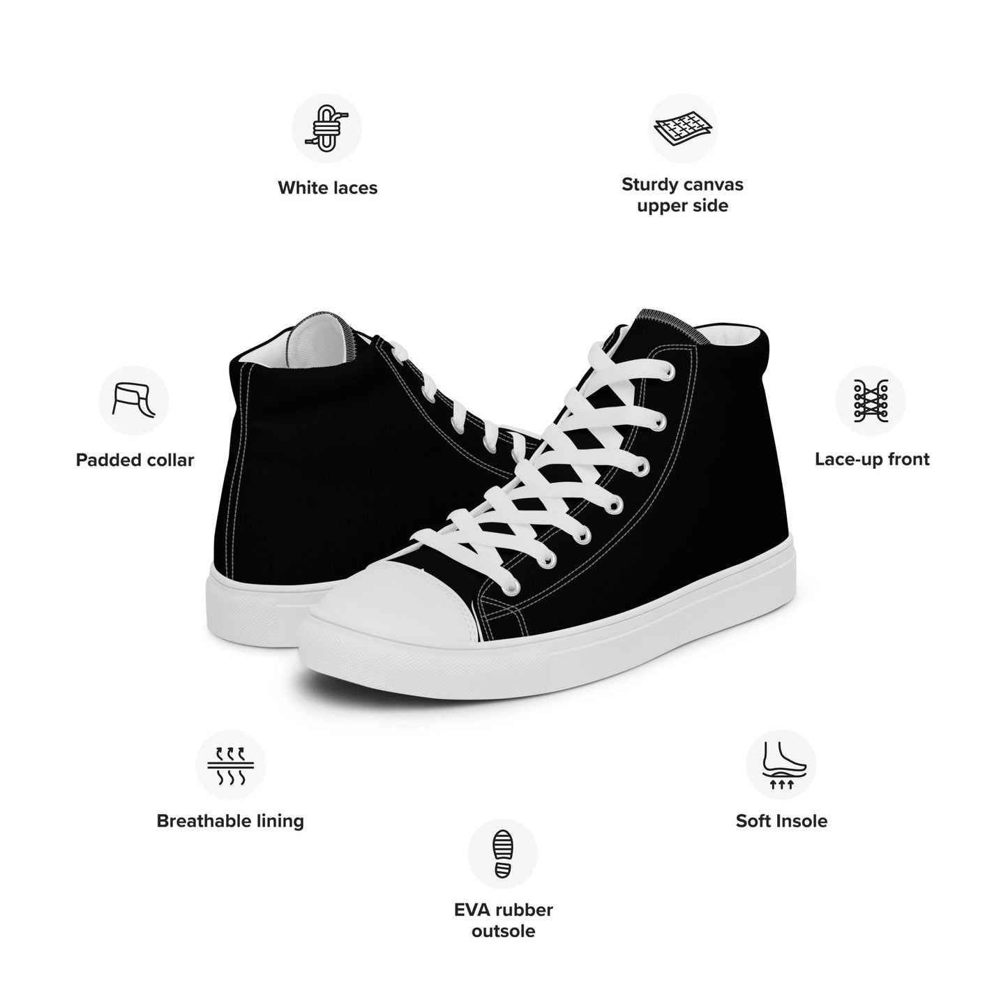 iSAW Womens Black High-Top Canvas Shoes