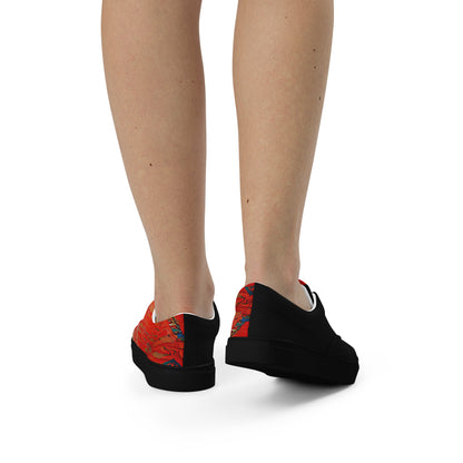 Half Black Half Hónghǎi - Womens Lace-Up Canvas Shoes