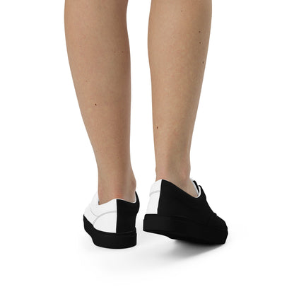 Half Black Half White - Womens Lace-Up Canvas Shoes