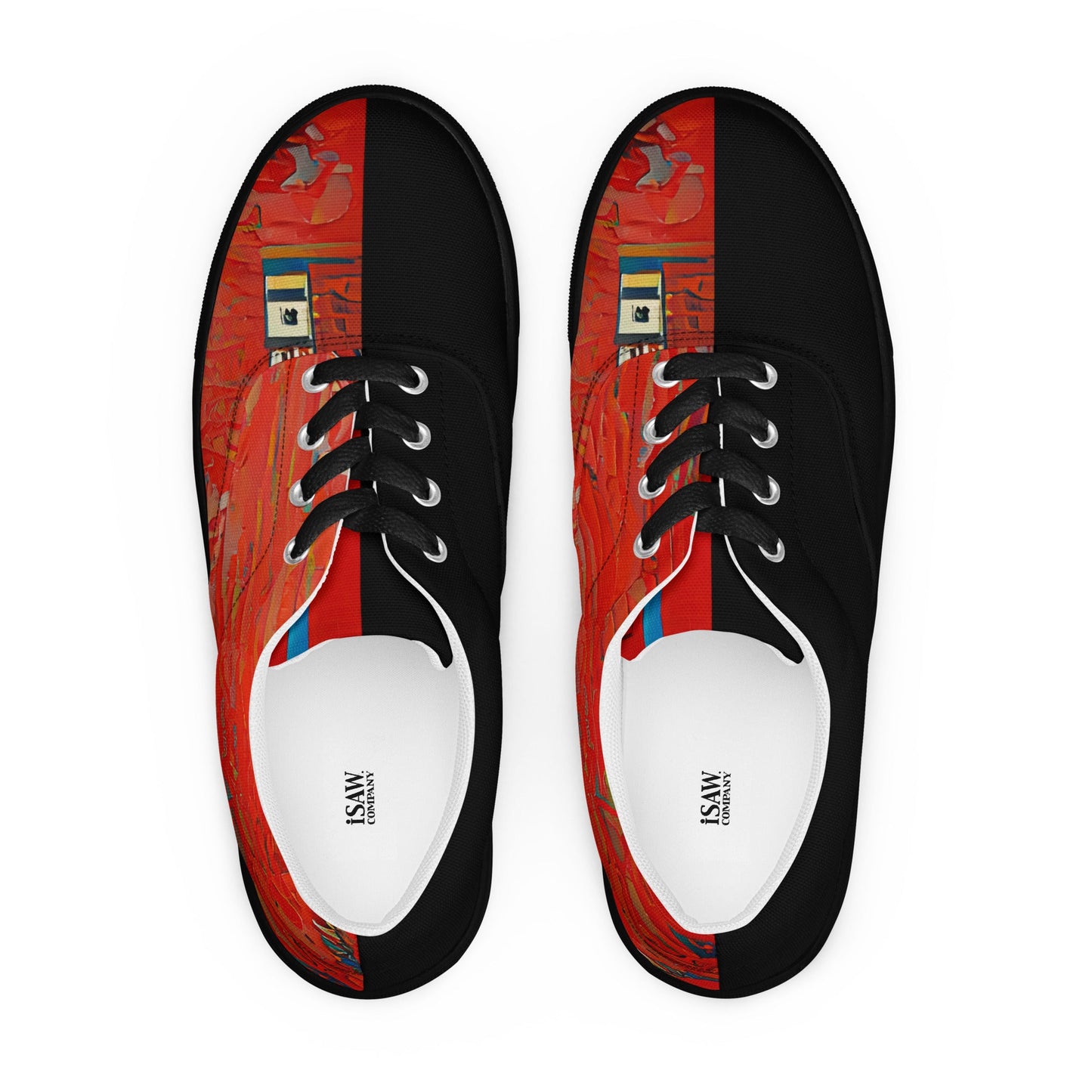 Half Black Half Hónghǎi - Womens Lace-Up Canvas Shoes