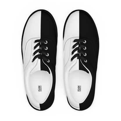 Half Black Half White - Womens Lace-Up Canvas Shoes