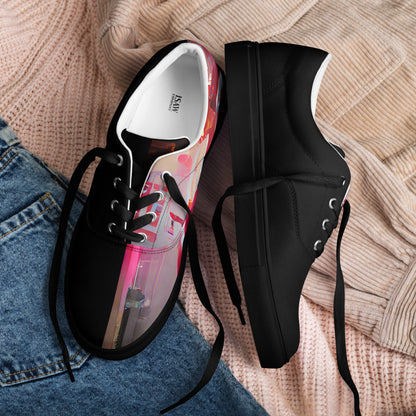 Half Black Half Báijiǔ - Womens Lace-Up Canvas Shoes