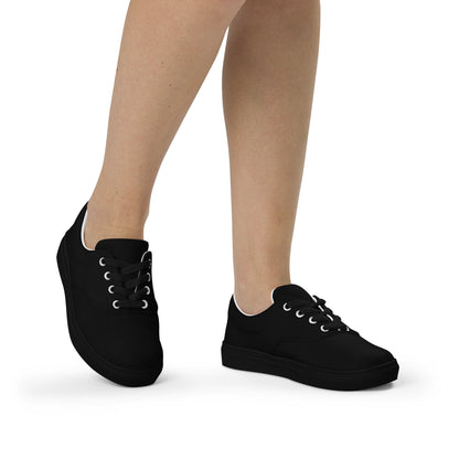 iSAW Womens Black Lace-Up Canvas Shoes