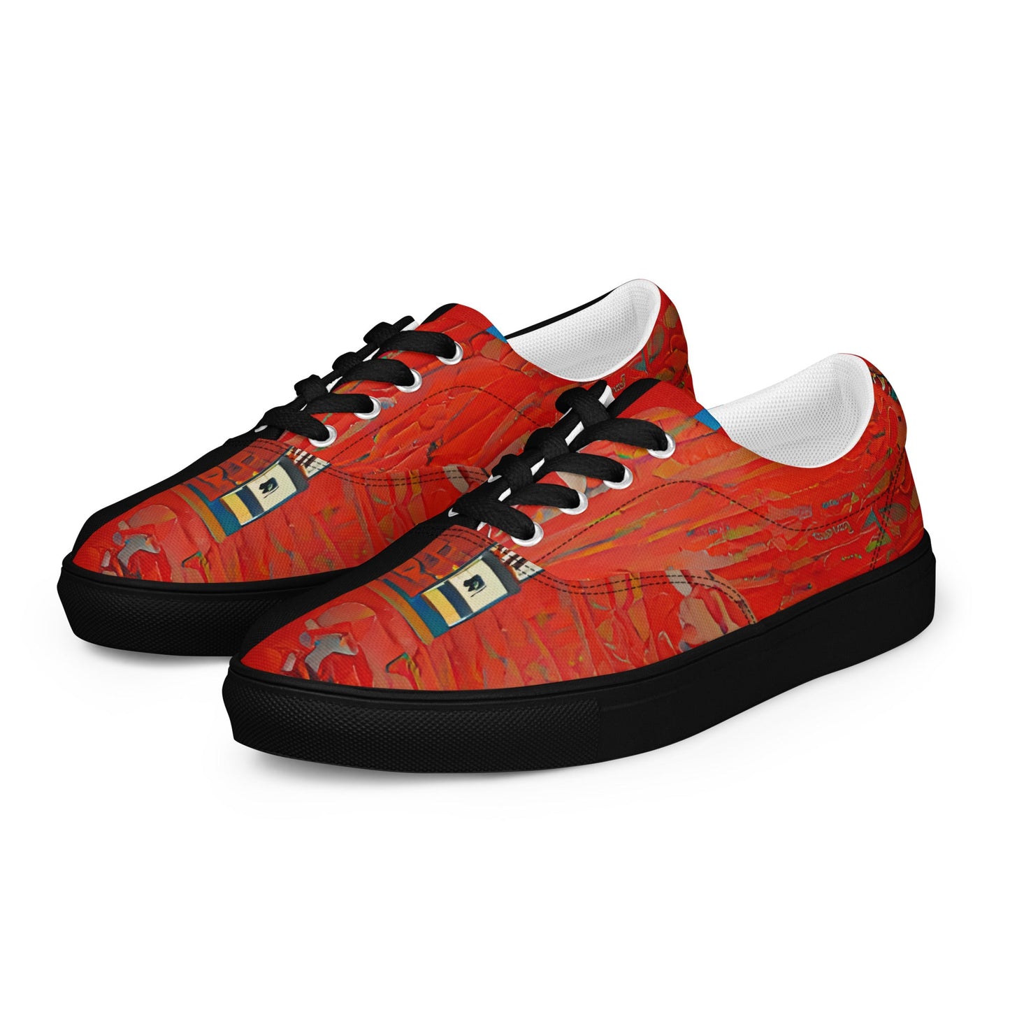 Half Black Half Hónghǎi - Womens Lace-Up Canvas Shoes
