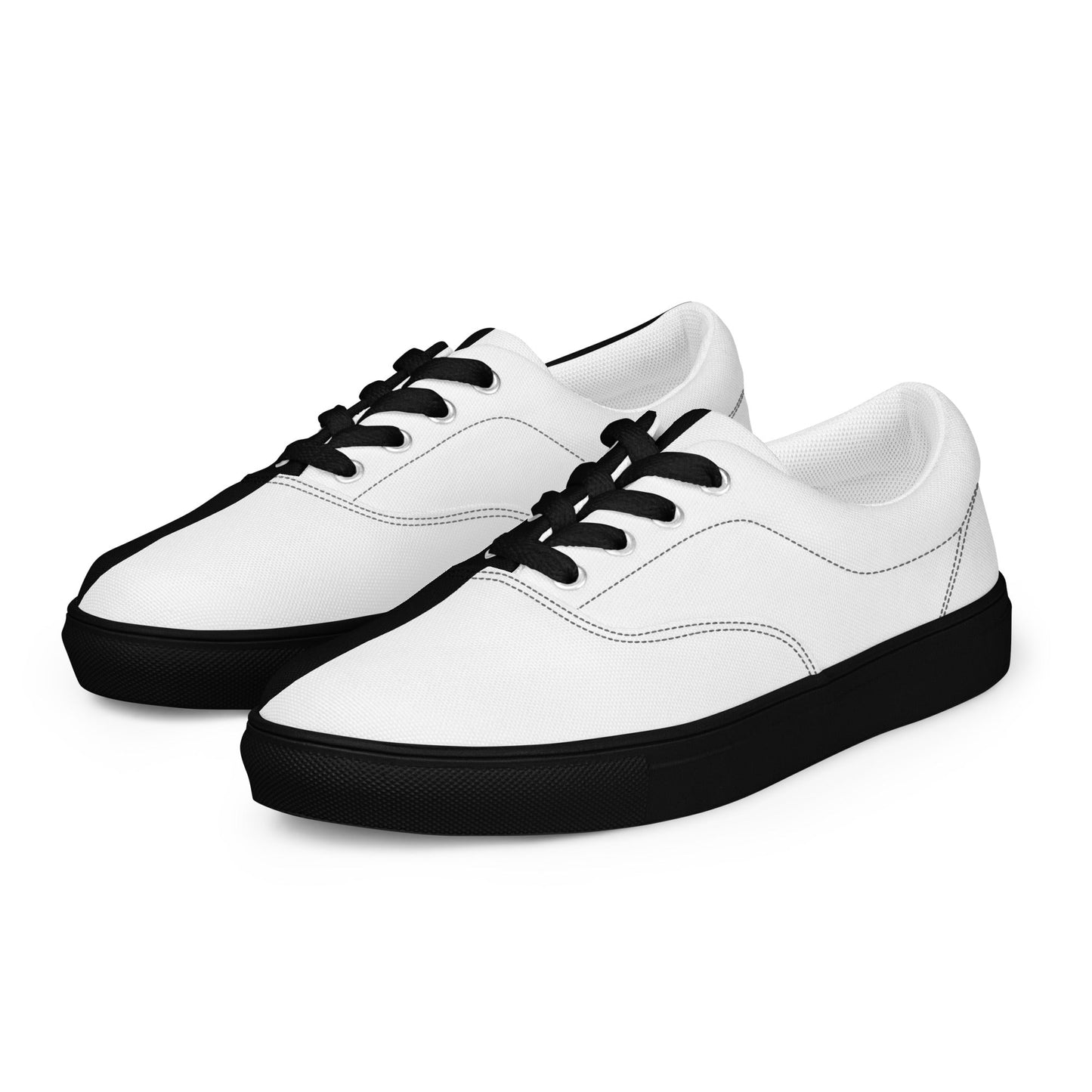 Half Black Half White - Womens Lace-Up Canvas Shoes