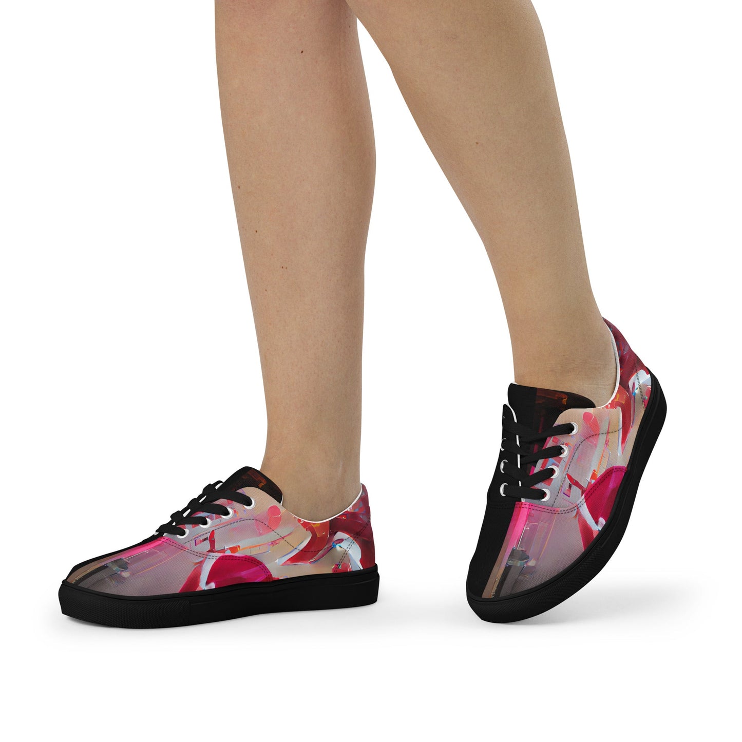 Half Black Half Báijiǔ - Womens Lace-Up Canvas Shoes