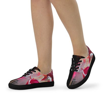 Half Black Half Báijiǔ - Womens Lace-Up Canvas Shoes