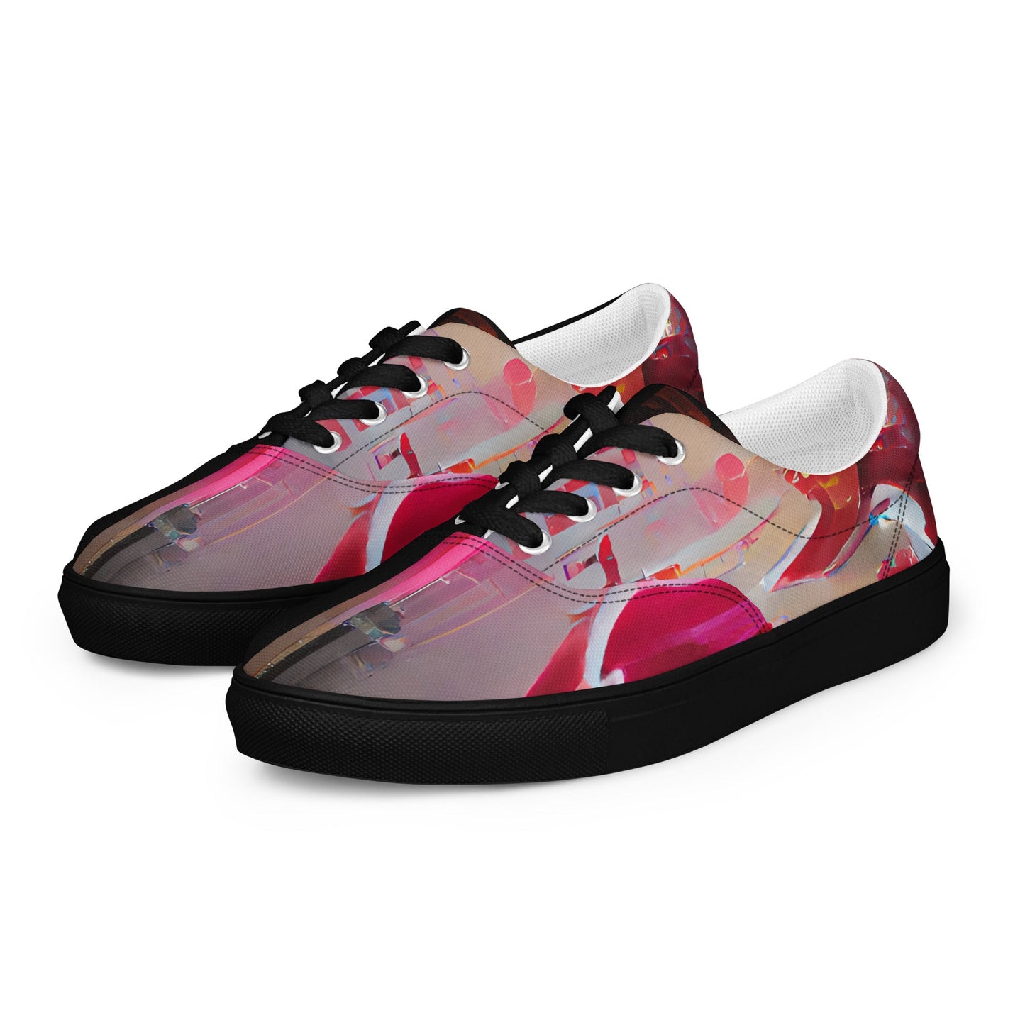 Half Black Half Báijiǔ - Womens Lace-Up Canvas Shoes