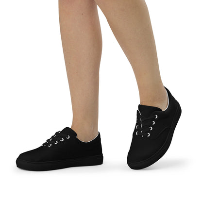 iSAW Womens Black Lace-Up Canvas Shoes