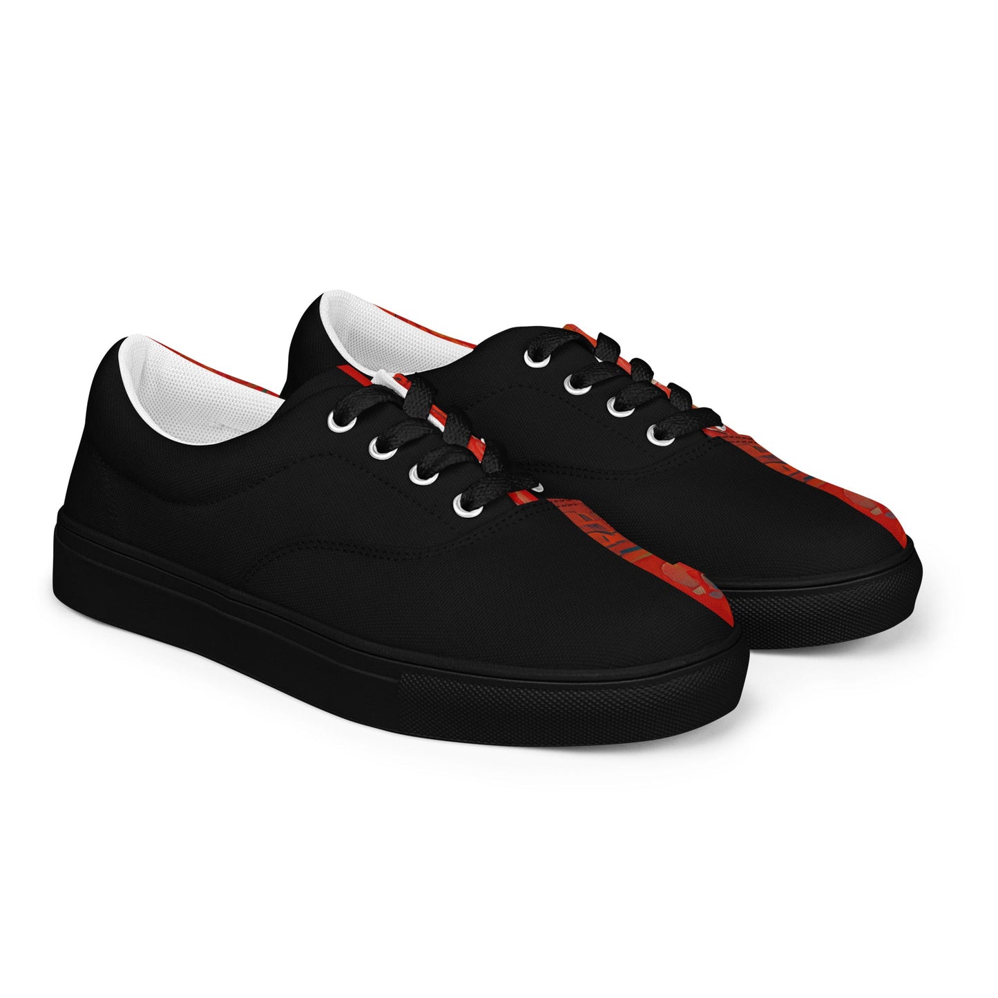 Half Black Half Hónghǎi - Womens Lace-Up Canvas Shoes