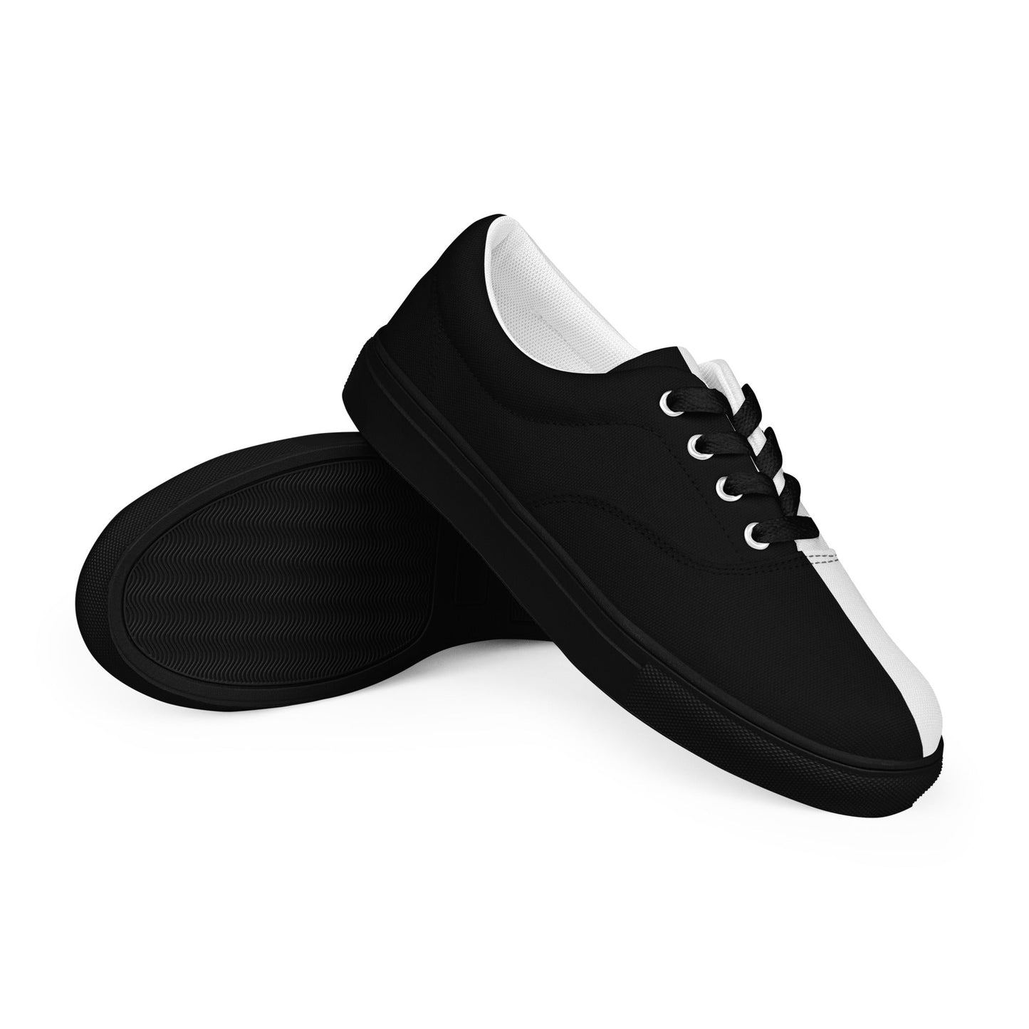 Half Black Half White - Womens Lace-Up Canvas Shoes