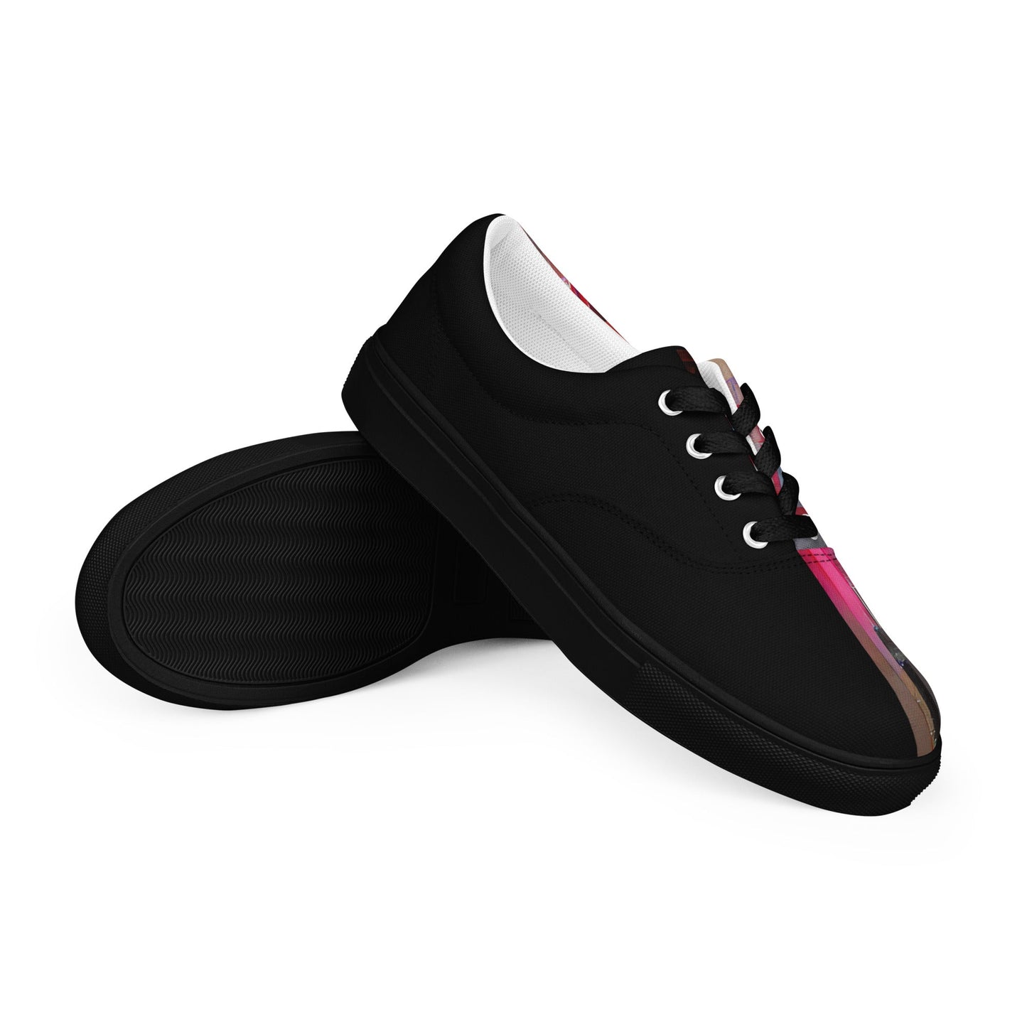 Half Black Half Báijiǔ - Womens Lace-Up Canvas Shoes