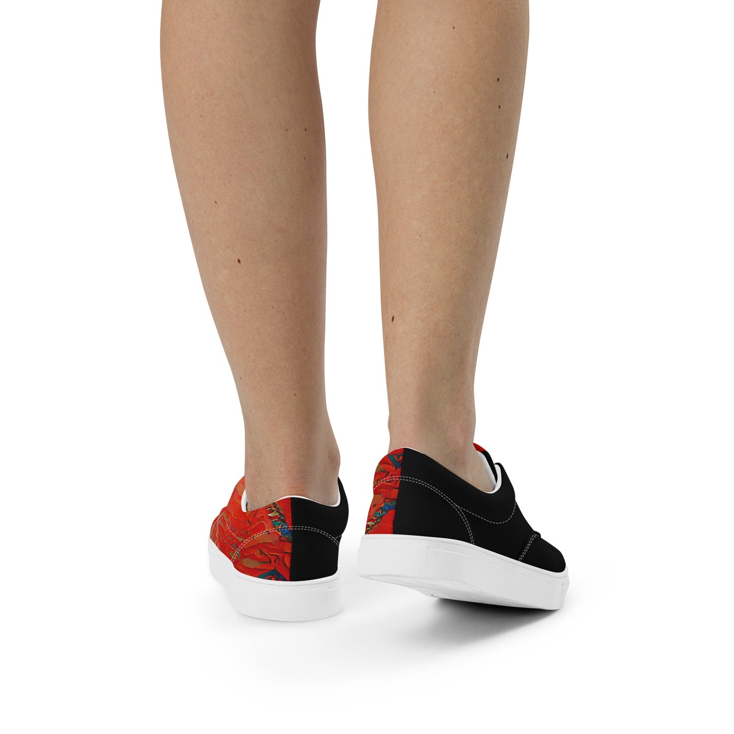 Half Black Half Hónghǎi - Womens Lace-Up Canvas Shoes