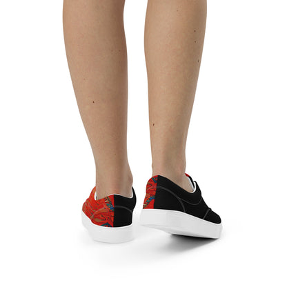 Half Black Half Hónghǎi - Womens Lace-Up Canvas Shoes