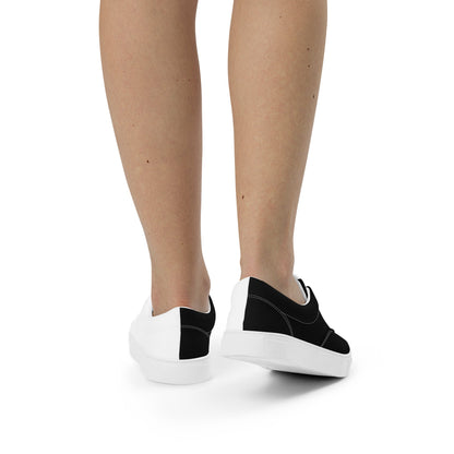 Half Black Half White - Womens Lace-Up Canvas Shoes