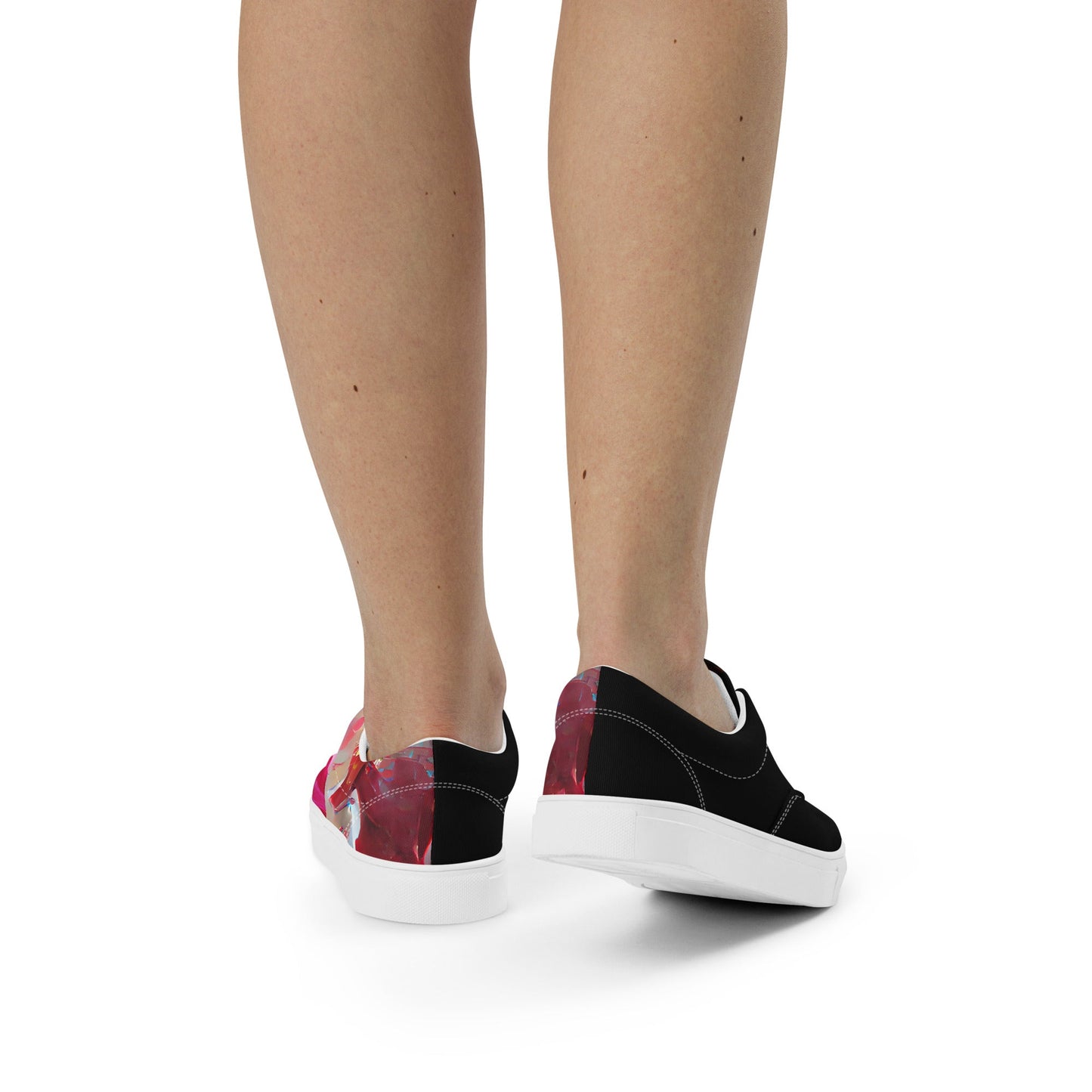 Half Black Half Báijiǔ - Womens Lace-Up Canvas Shoes