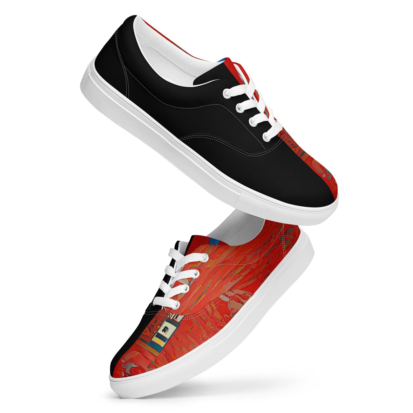 Half Black Half Hónghǎi - Womens Lace-Up Canvas Shoes