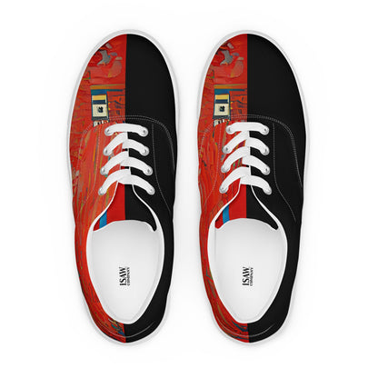 Half Black Half Hónghǎi - Womens Lace-Up Canvas Shoes