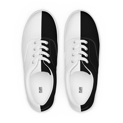 Half Black Half White - Womens Lace-Up Canvas Shoes