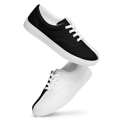 Half Black Half White - Womens Lace-Up Canvas Shoes