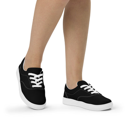 iSAW Womens Black Lace-Up Canvas Shoes