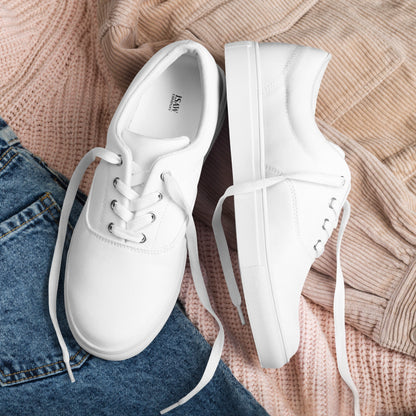 iSAW Womens White Lace-Up Canvas Shoes